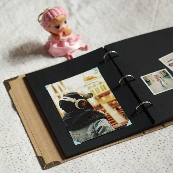 Kraft Paper Loose Leaf Binder Notebook With Heart Hollow Window For DIY Scrapbooking