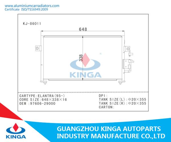Auto Motocycle Parts , Auto AC Condenser ELANTRA 95 kinga company