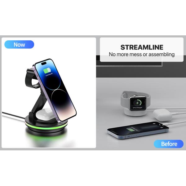 Safety Features Overheat Protection Magnetic Wireless Charger 15W Type-C Input Interface