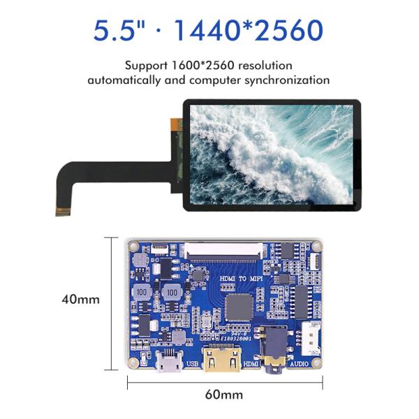 FR-4 PCB LCD Display 2560x1440 MIPI LCD Panel With Controller Board For 3D Printer Projector