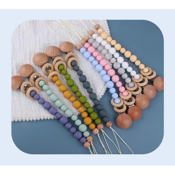 Toddlers Eco Friendly Silicone Pacifier Holder Beaded Pacifier Clip Heat Resistant