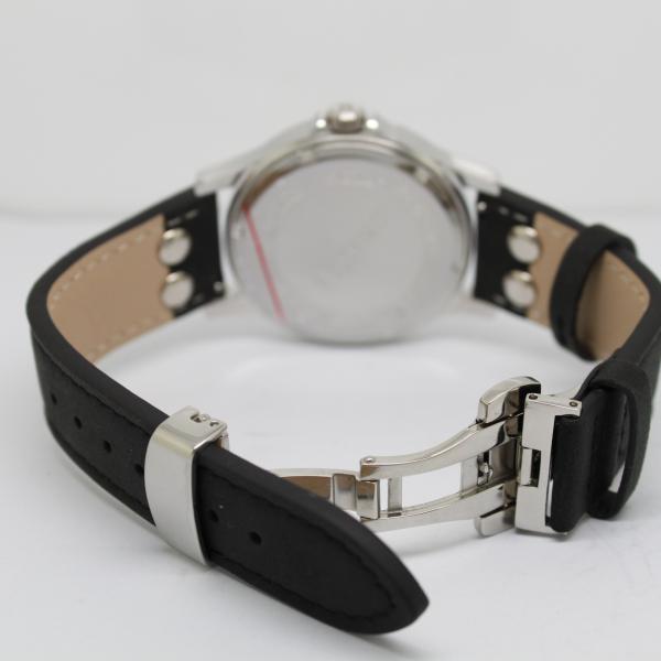 41.0mm genuine leather strap quartz wrist watch with special movement stainless steel watches