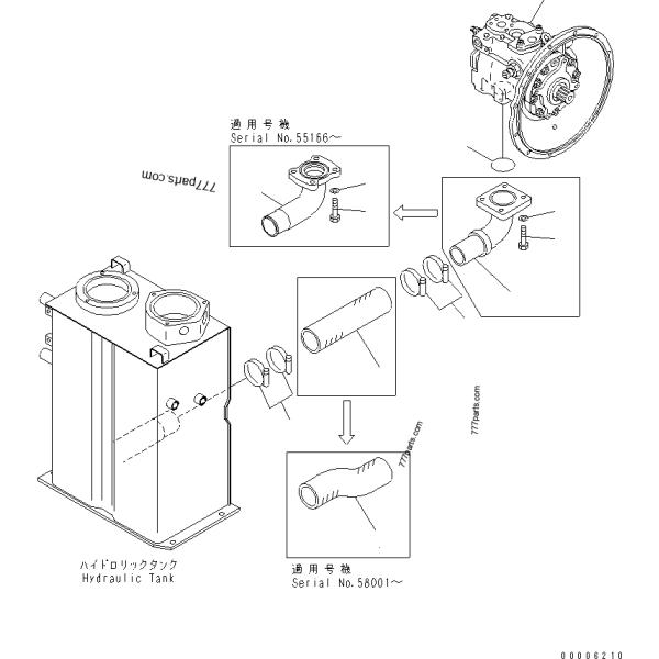 HPV75 Гидравлические насосы Ремонтные комплекты Фитинги 708-1W-00111 708-1W-00131 Подходит PC60-6 PC60-7