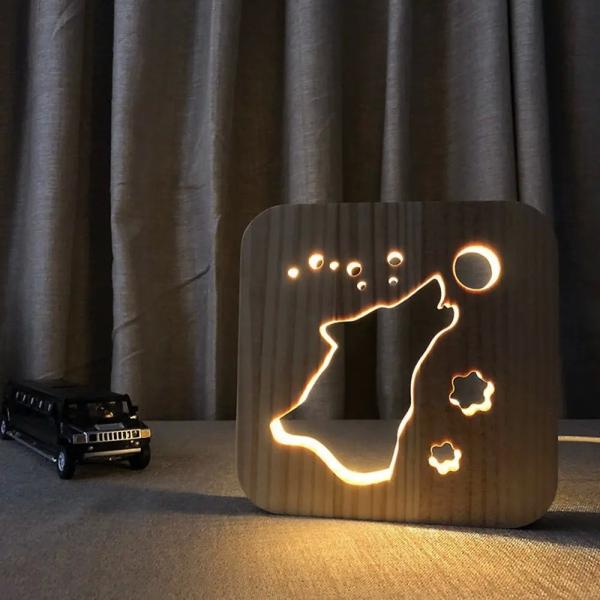 Wooden Carving Night Light For Bedroom Decoration, Valentine's Day for Women Girls Boys Kids