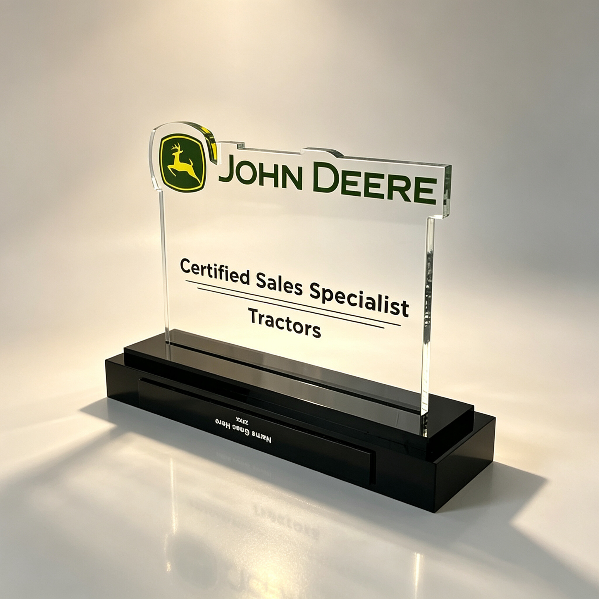 Custom Acrylic Table Sign with Black Base, UV Printed Logo Desk Stand Counter Display Plaque