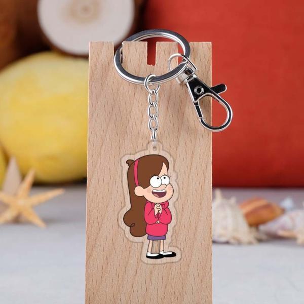 Cartoon Character Gravity Falls Printed Transparent Acrylic Keychain With Metal Ring for Durable Gift