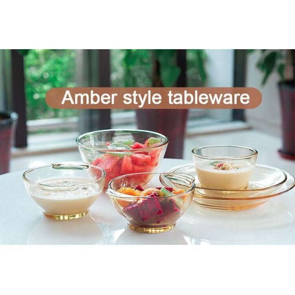 IKOO Amber Color High Borosilicate Glass Casserole with 1400ml-3000ml Capacity and -40℃ to 560℃ Temperature Range