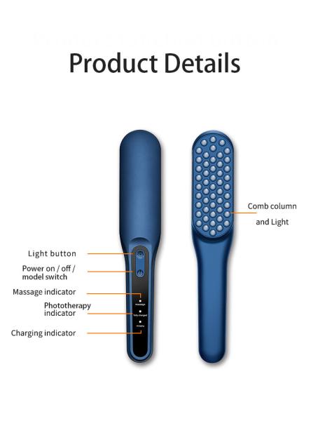 Massagem do escalpe do pente do Massager da vibração do EMS do pente da queda de cabelo da terapia elétrica anti