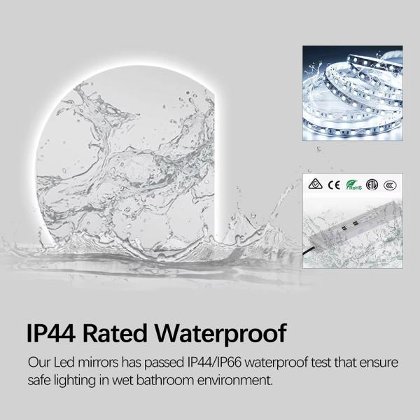 Smart Half Moon Bathroom Wall Mirror , LED Illuminated Semi Circle Bathroom Mirror