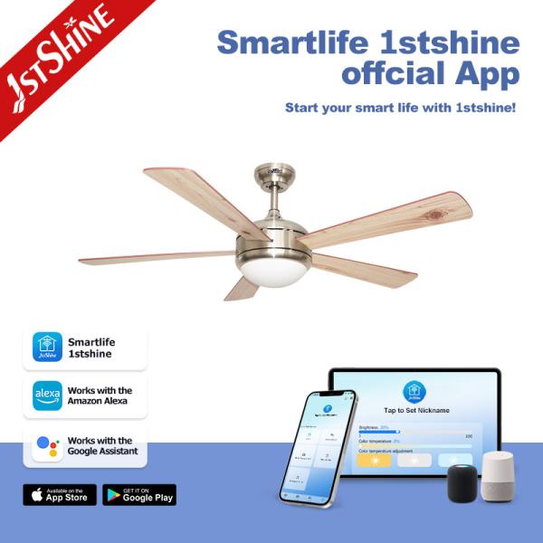 Metal Lamp Body Material 52 Inch Ceiling Fan with Remote Control and 360 Degree Rotation