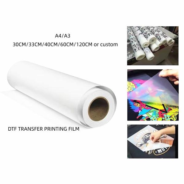 60cm*100m DTF PET Film tinta branca Instant Hot & Cold Peel Disponível