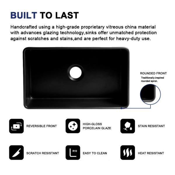 30 x 20 30 L x чернота Undermount кухонной раковины сельского дома рисбермы 18 w передняя