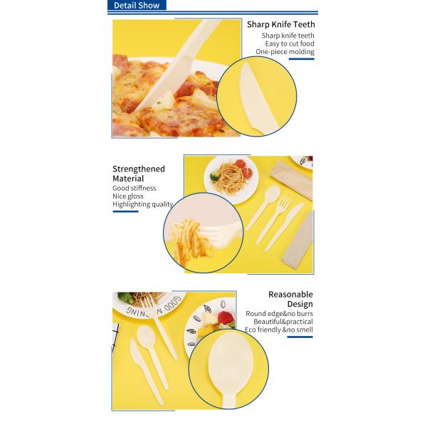 Eco Friendly Cornstarch PSM Plastic Cutlery Set Disposable Biodegradable