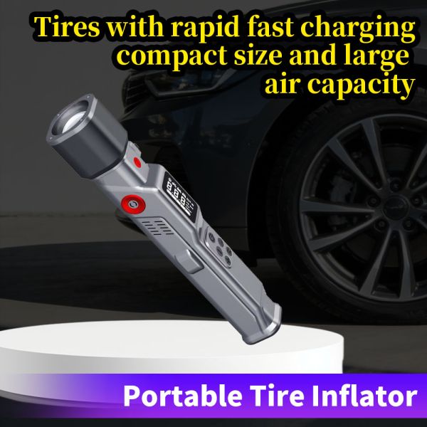 6000mAh Portable Tire Inflator with High-Intensity LED Flashlight and Portable Power Bank