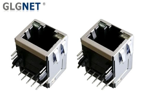 Single Port 1G Magnetic Lan Connector RJ 45 Tab Up Bi Color LED 90 Degree Orientation