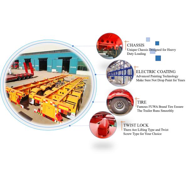 Механический трейлер контейнера перехода 20ft 40ft подвеса 12m