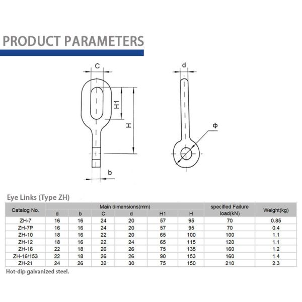 Anti Corrosion Connecting Fittings Double Eye Link Galvanized For PV Wind Power