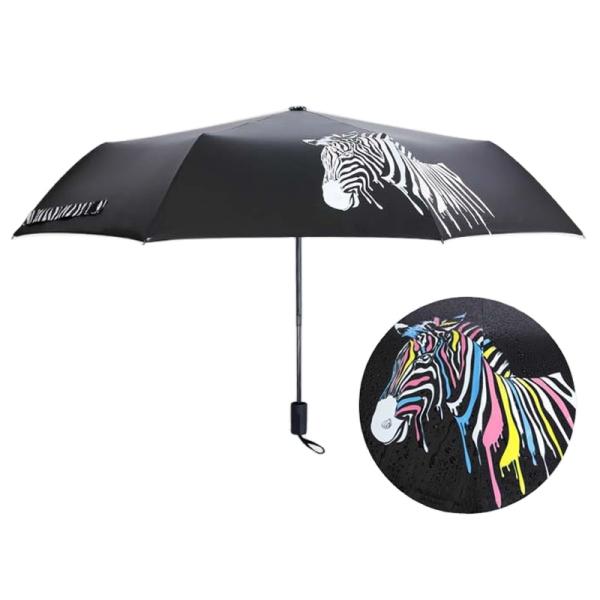 Customized Black Coated Color Changing Umbrella with Steel Ribs and Polyester Fabric
