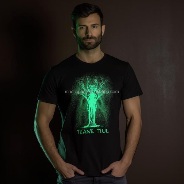 Custom Printing Cotton Reflective Tight Muscle Fit T Shirt for Men Glow in the Dark