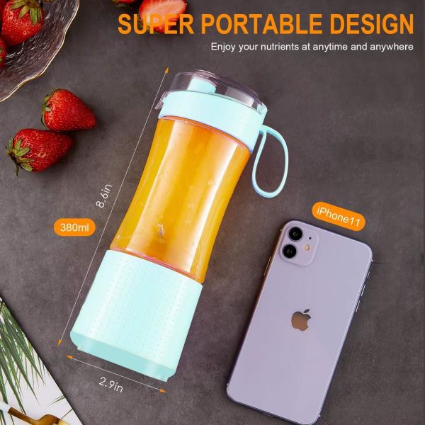 Portable Blender, Vaeqozva USB Rechargeable Smoothie on the Go Blender Cup with Straws, Protein Shakes Fruit Mini Mixer