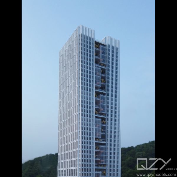 1/500 Scale Architectural Model with White and Wooden Elements