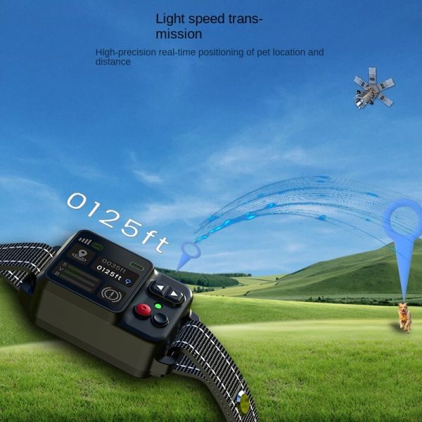 Smart GPS Pet Electronic Fence Dog Wireless Outdoor IPX7 Waterproof Rechargeable Nylon Fashion Anti-Lost Electric Shock Collar
