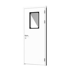 Single Swing Cleanroom Steel Door with Seamless Integration, ISO/GMP Compliance, and Corrosion-Resistant Features