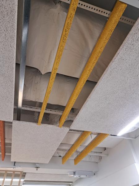 diy easy installatioin office ceiling tiles baffles cement board wood wool acoustic panel