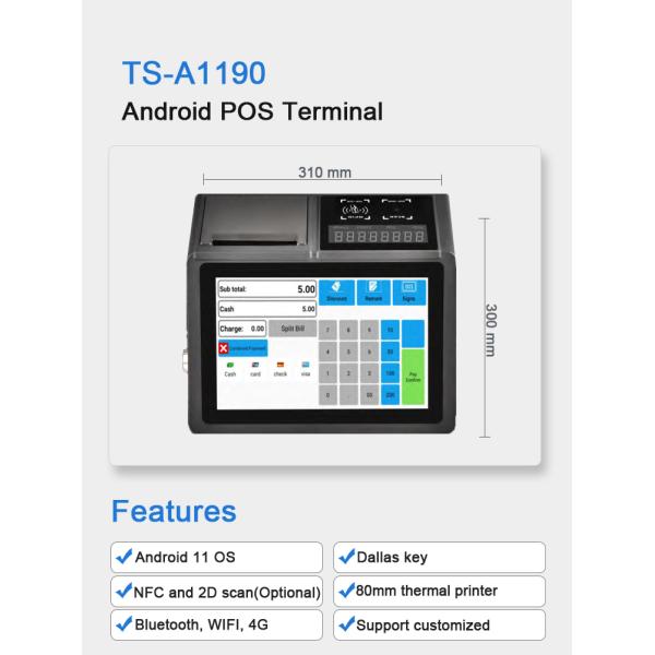 IC Card Reader Optional Restaurant Tablet Touch Screen POS Systems for Food Ordering