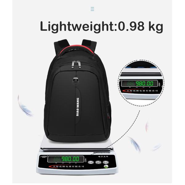 Men'S Lightweight Nylon Backpack Purse Bag Black Business Waterproof 0.98kg