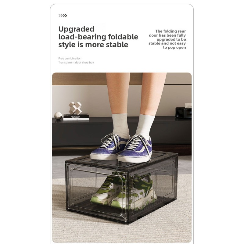 Hot Selling Household Transparent Plastic Magnetic Stackable Shoe Storage Organizer Cabinet Dustproof Shoe Box