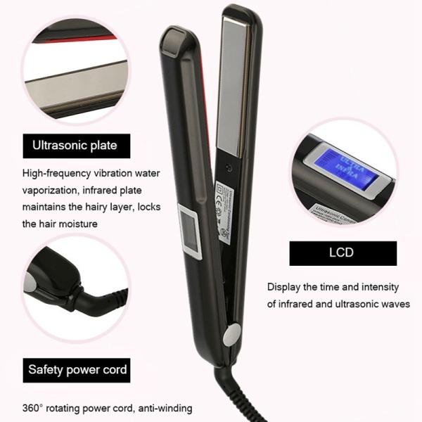 Straightener Home Beauty Machine LCD Ultrasonic Infrared Iron For Damaged Hair