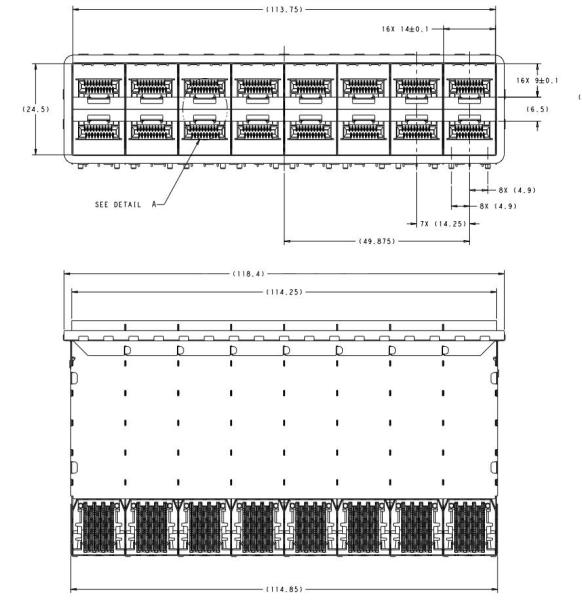 1-2198346-9 zSFP+ Cage Assembly 2x8 Port With Integrated Connector 32 Gb/s Included Lightpipe