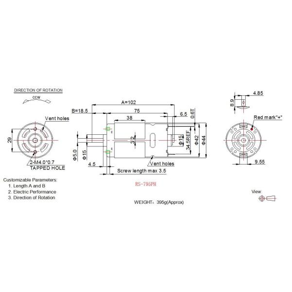 24v 12 Volt DC Motor High Torque , RS 775 DC Motor 42mm Diameter For Power Tools