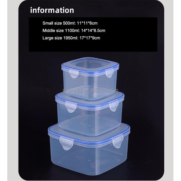 3pcs Airtight Plastic Storage Box Set for Multi-functional Food Storage Containers