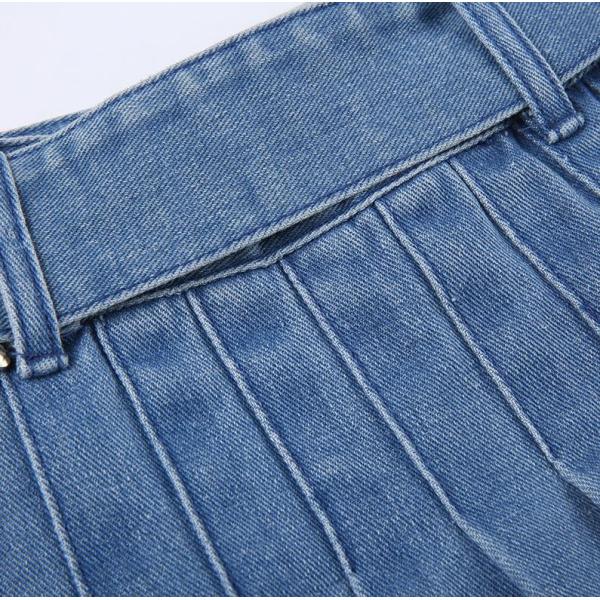 Юбка женщин изготовителей одеяния OEM плиссированная с поясом a - линией юбкой джинсовой ткани талии юбки высокой