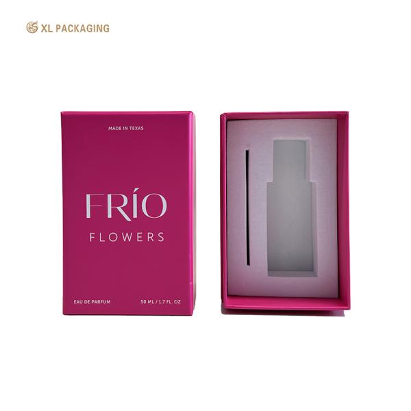 Wholesale Custom 3 Pieces Rigid Perfume Box, 2mm Grey Board 157g C2S Art Paper Red White Printing Matte Film White Velvet EVA Insert