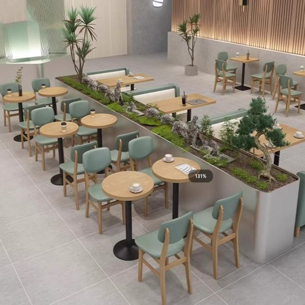 Restaurant Furniture Customized Light Luxury Dining Furniture Cafe Table and Chair Dessert Restaurant Sofa Booth Set