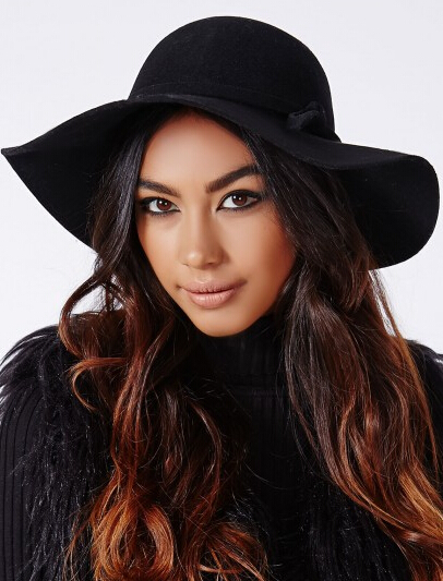 DORY BOW DETAIL FLOPPY Felt HAT BLACK Hat hat