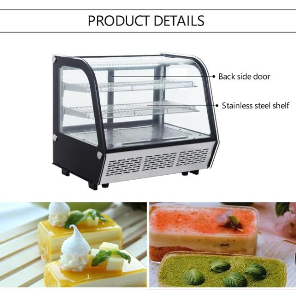 Curved Glass R600a Refrigerant 160L Cake Display Fridge