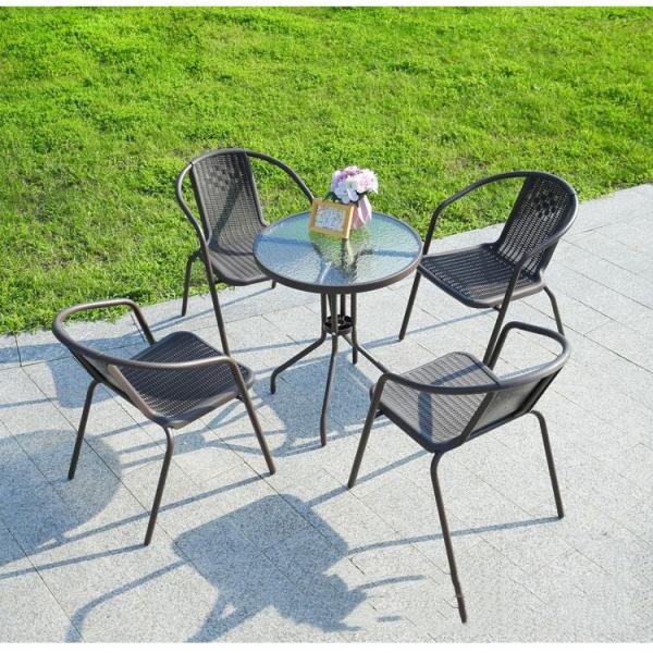 Outdoor Armchair Plastic Material Rattan Armchair Garden Patio Chair Set for Outdoor