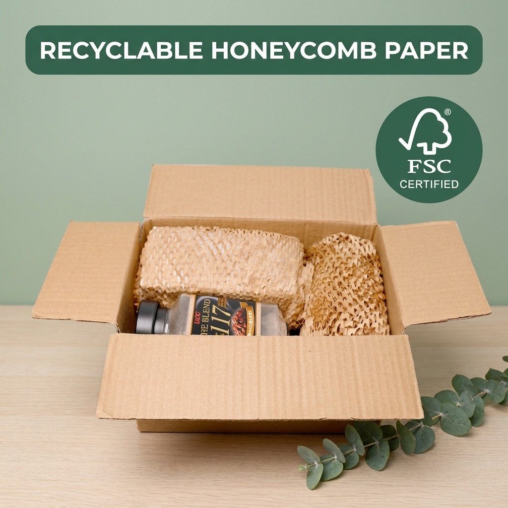 Perforated Honeycomb Paper Roll Kraft Honeycomb Wrap Expandable Cushioning Paper for Packing