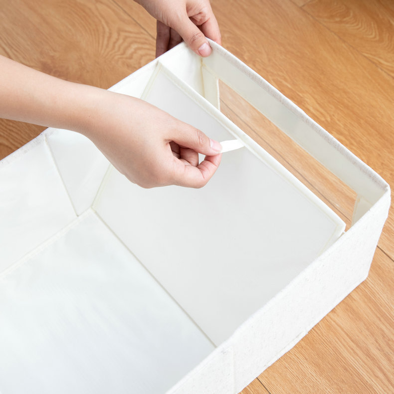 Large Visual Window Cotton and Linen Foldable Household Fabric Storage Box Classic Square New Storage Bins for Clothes Shoes