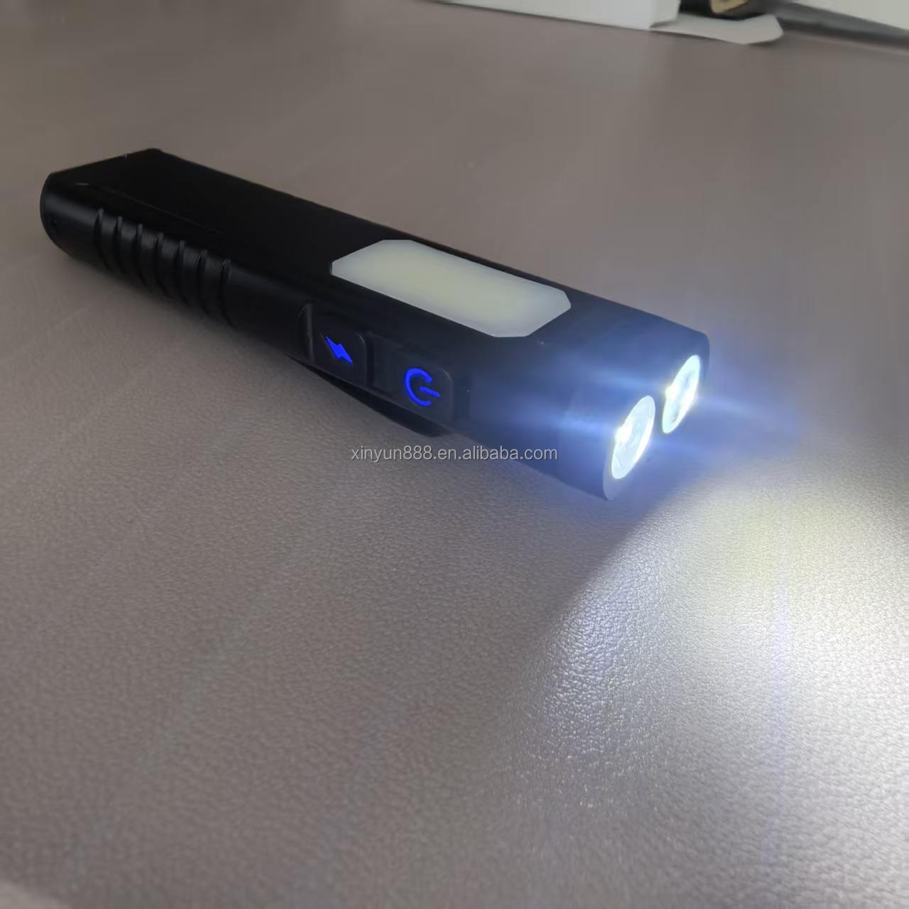 Ultra-thin Flashlight with Buzzer, USB Rechargeable Working Lamp, Magnetic Attachment, COB LED Portable EDC Flashlight
