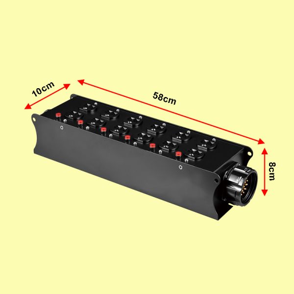 SOCAPEX 19-Pin Input to 12-Way Rack Mount Steel Power Distribution Box for Stage DJ Lighting Equipment