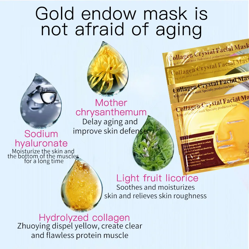 Customized Facial Care Mask 24k Gold Hydrating Collagen Face Mask Sheet Brightening