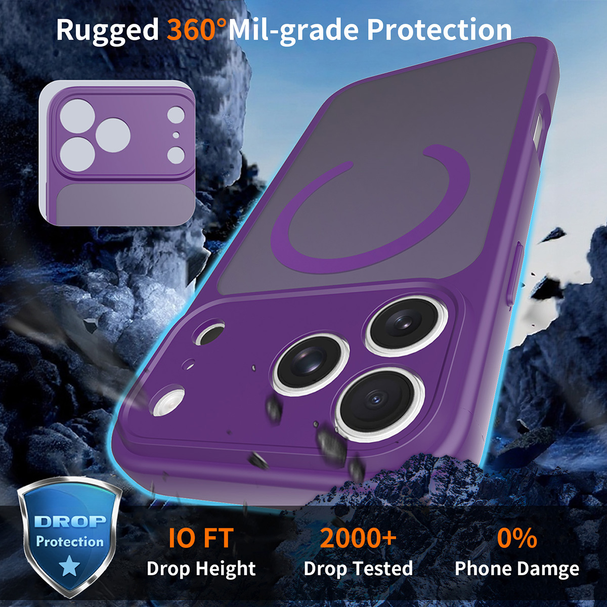 Laudtec Translucent Matte Frosted Strong Magnetic Phone Case Phone Cover with Full Camera Protection for iPhone 17 16 15 Pro Max