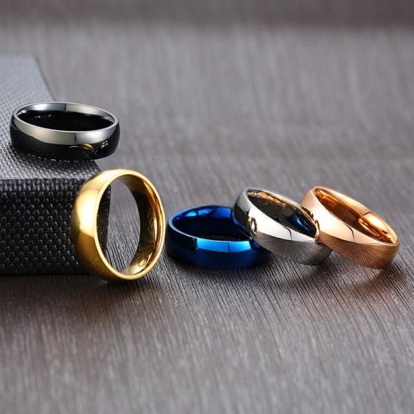 6mm Stainless Steel Rings High Polished Plain Domed For Men Women