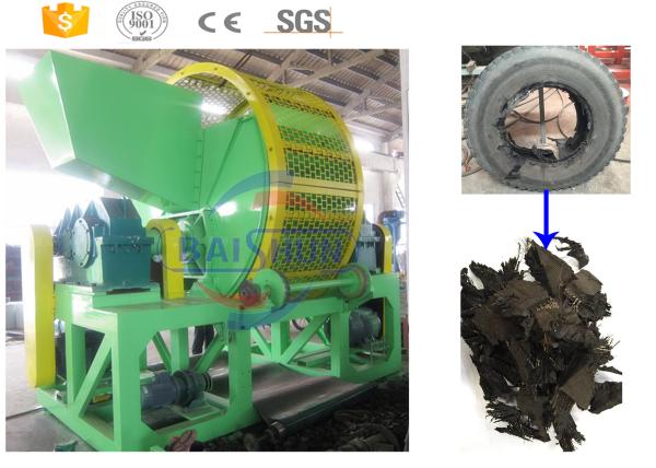 Twin Shaft Tire Shredding Machine / Automated Waste Tire Recycling Machine