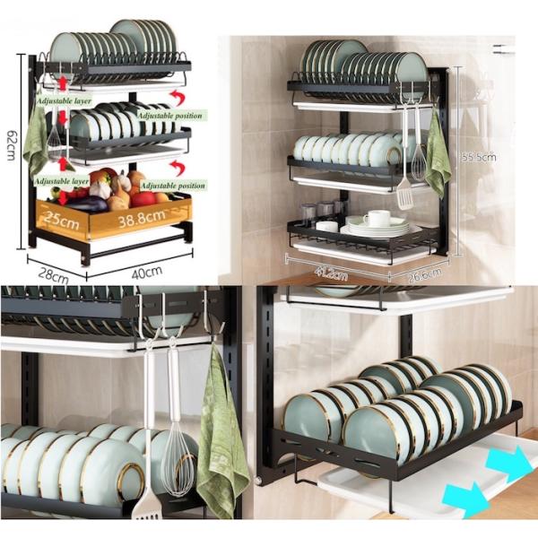 SGS Kitchenwares нержавеющей стали компакта 400*280*620mm организатор шкафа блюда 3 слоев
